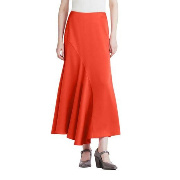 Derek Lam 10 Crosby Paulette Flared Midi Skirt Sunset TS414069DRS-SUN-Dn US 4 S - Picture 1 of 5